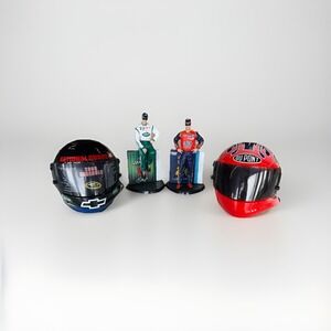 NASCAR Dale Jr & Jeff Gordon Figurines And Mini Helmets 2008 Replicas